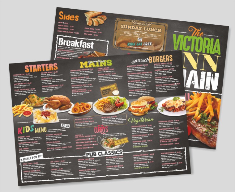 Picture of a Disposable and Single Use A3 Disposable Menus, Menu Printing from Low Cost Menus